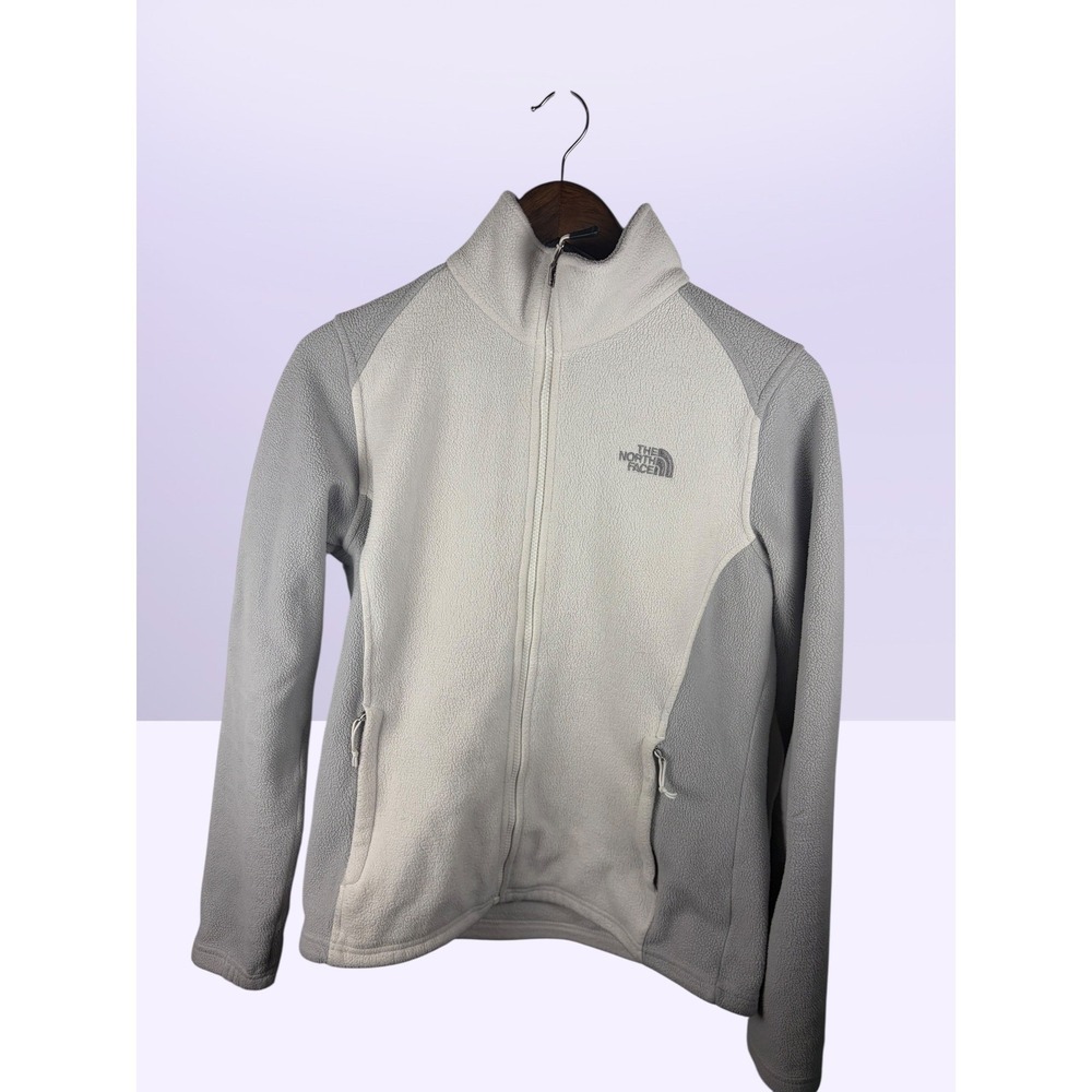The North Face Womens FlashDry Full Zip Fleece Jacket Grey Cream Size Medium